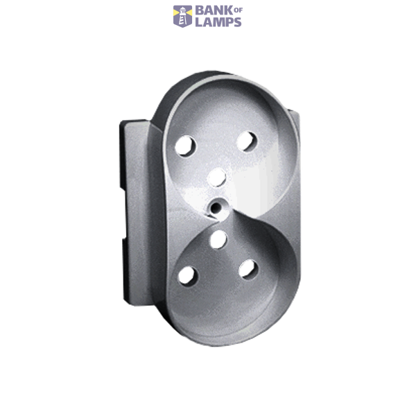 Cover for double socket outlet with earthing, cold aluminum image 1