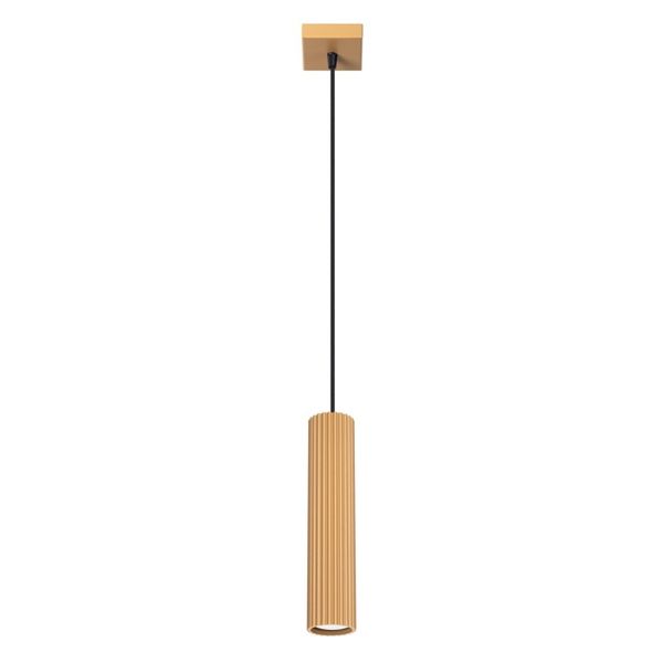 MODERN HANGING LAMP WITH CYLINDRICAL GOLD CARBON LAMP SHADE ON GU10 image 1