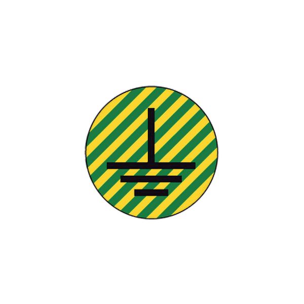 Vinyl label, diametro 20mm, symbol (terra) black/yellow-green image 1