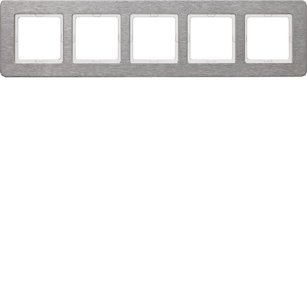 Frame 5gang, stainless Steel brushed, horizontal image 1