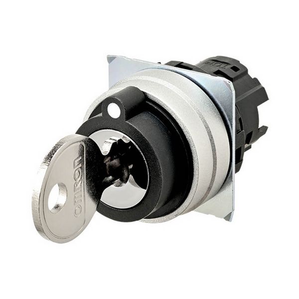 Selector A22NZ Ã˜22, Key type S, 3 position, bezel brushed M, AUTO RESE A2270644C image 1