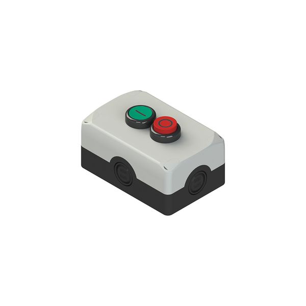 Complete unit with enclosure, 1 flush pushbutton, 1 projecting pushbutton and contacts image 1