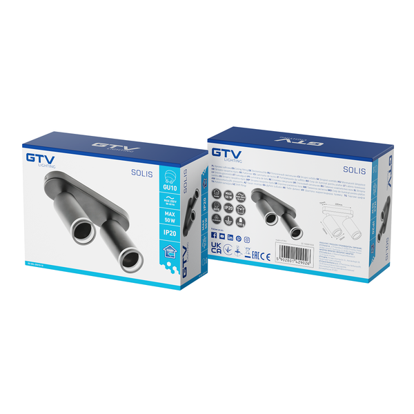 Ceiling luminaire SOLIS, IP20, max. 50 W, 2*GU10, black image 1