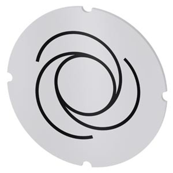 Inscription plate for illuminated pushbutton, round, milky with black font, with graphic symbol: automatic sequence image 1