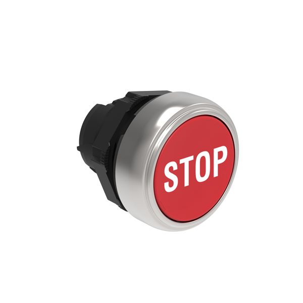 Pushbutton actuator, spring return, with symbol Ø22mm Platinum series chromed plastic, flush, STOP/Red image 1