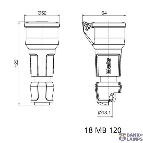 Schuko KOP 16A 2P+Ra 230V IP54 MG Rd Ni image 3