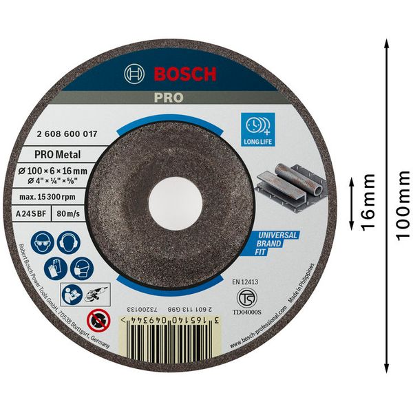 Expert for Metal grinding disc with depressed centre A 24 S BF, 100 mm, 16,00 mm, 6,0 mm image 3