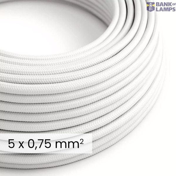 DALI Textile electrical cable 5x0.75 mm² in Optical White - Fabric-covered wire for lamps and systems RM01 image 1