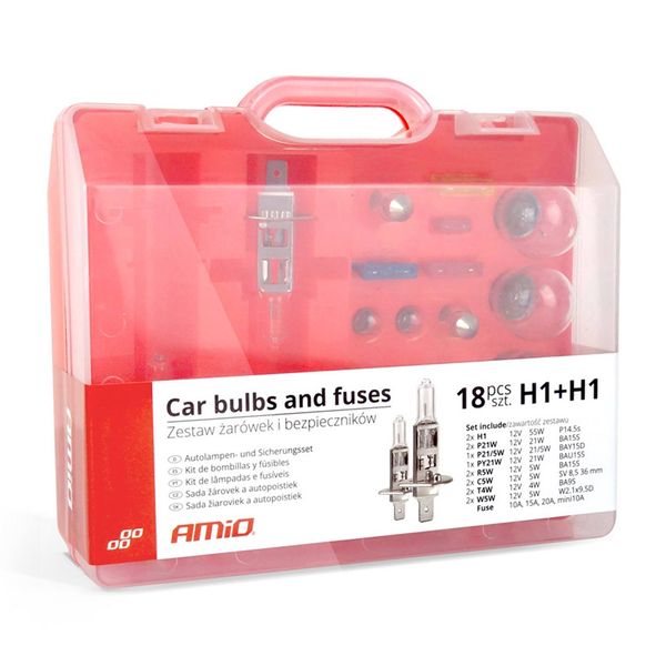 Car bulbs and fuses 18 pcs 2xH1 AMIO-01495 image 1