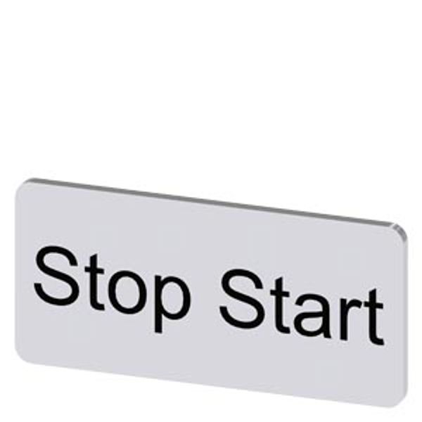 Labeling plate 12.5 x 27 mm, silver-colored label, labeling: Stop Start image 1