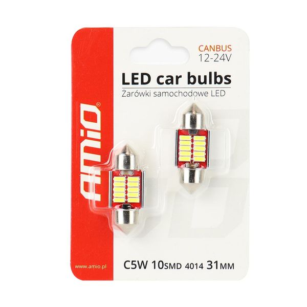 LED CANBUS 4014 10SMD Festoon C5W C10W C3W 31mm White 12V/24V image 1