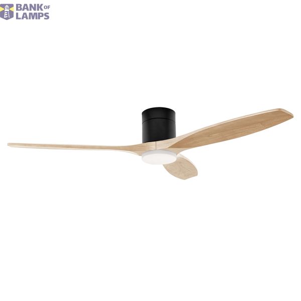 Fan Stem Evo ø1220mm Tube Black with Light Wood Blades Light wood LED 2875 SW 3000-4000-5000K ON-OFF image 1