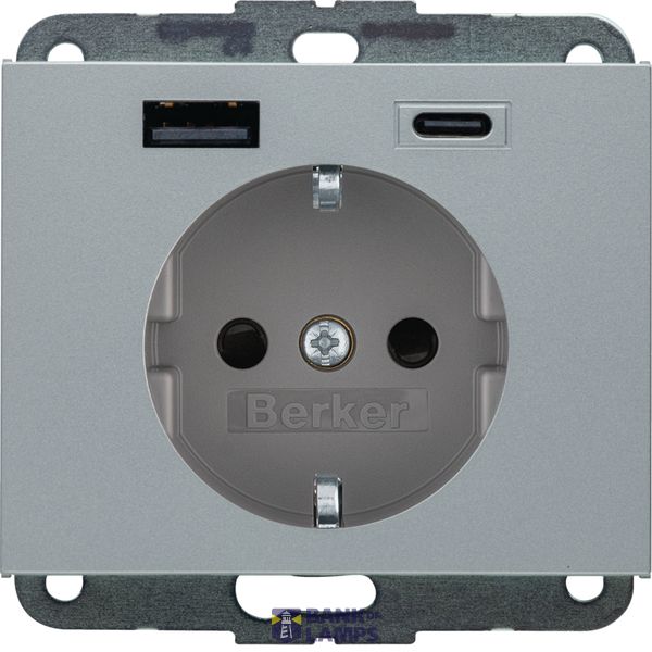 WCD RA, USB A + USB C (PD), berker K.5 aluminium image 1