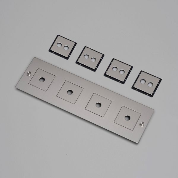 4G WALL PLATE / HORIZONTAL / WITH INFILLS / WITHOUT LOGO / STEEL image 1