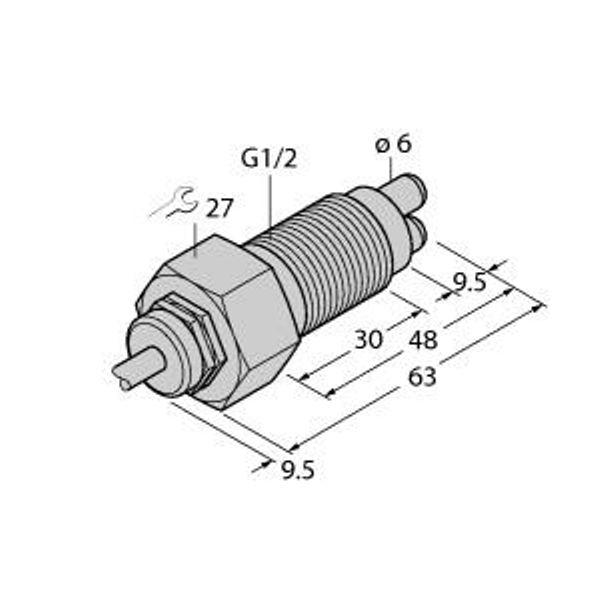Flow Monitoring Immersion Sensor without Integrated Processor   FCS-GL1/2A4-NAEX/A/D024 image 1
