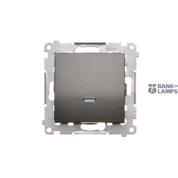 Two-way switch with LED illumination without pictogram, (module), 16AX, Screw, anthracite, metalic image 1