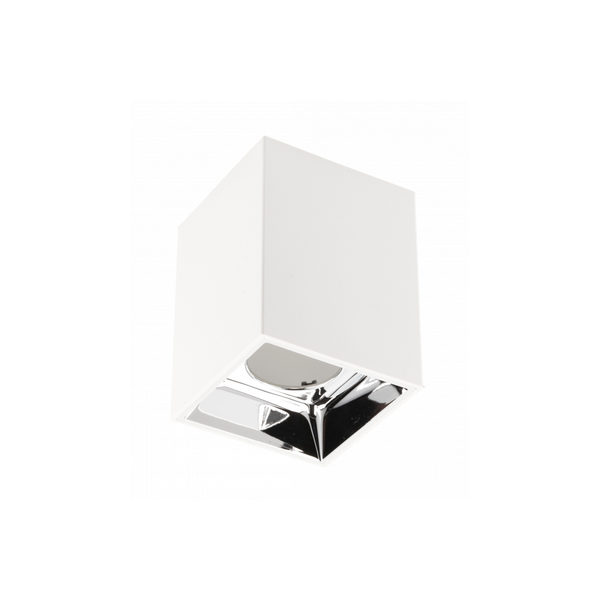 Ceiling luminaire housing ARIES, PC, 77x100mm, IP20, max. 20 W, square, white/chrome image 1
