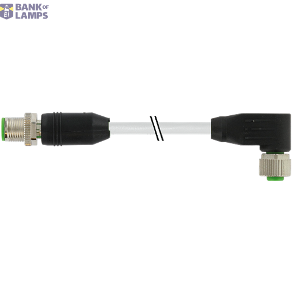 M12 male 0° / M12 female 90° A-cod. shielded PUR 8x0.25 bk 25m image 1