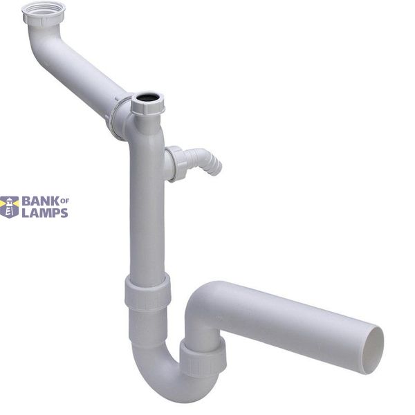 PVC siphon 11/2"x50 with washing machine connection, special model image 1