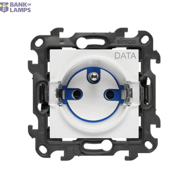 DATA single socket outlet with socket access element, Push In system, (module), Simon 24, IP20, 16A, white image 1