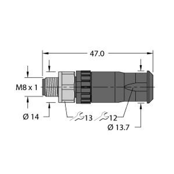 Field-Wireable Connector Male Connector M8 × 1/Ø 8 mm, Straight   FW-PRSPM0420-SA-S-0406 image 2