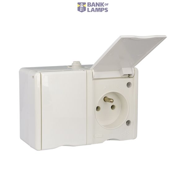 VG-2Z Żuk Double Socket 2x2P+Z surface mounted IP44 white  VG 262-01 image 1