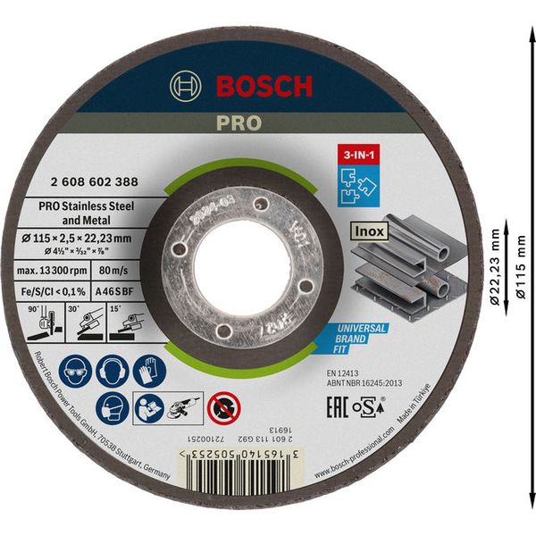 3-in-1 cutting disc A 46 S BF, 115 mm, 2,5 mm image 1