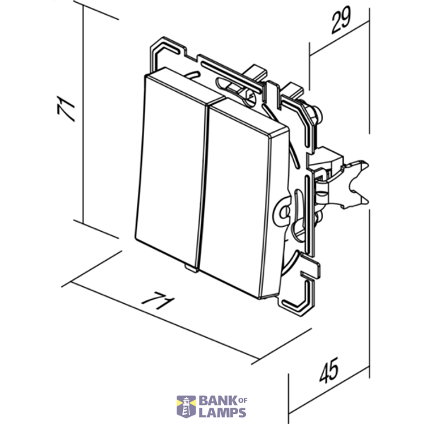 PUSH BUTTON 2GANG-1WAY 10A 250V~ AT XO 4415031 image 5