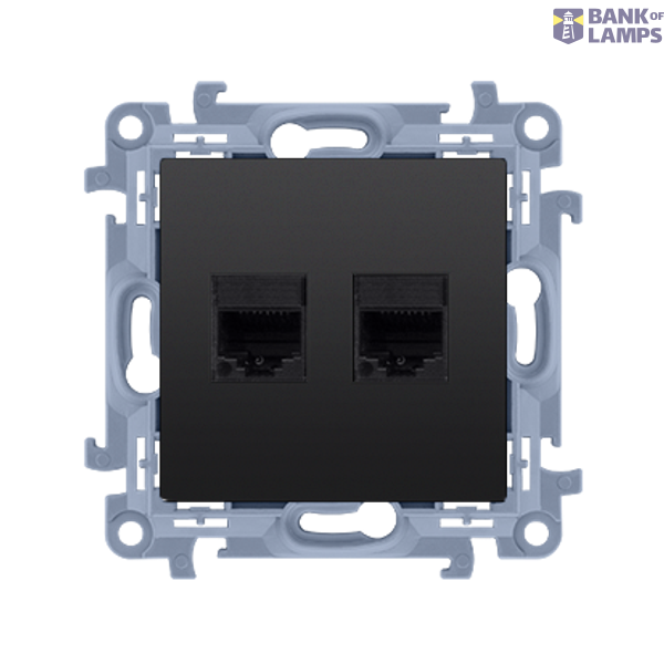 Double IT socket RJ45 category 6, black matt image 1