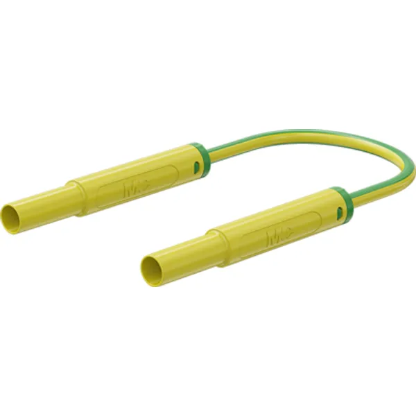 Safety measuring lead with (4 mm lamella plug, straight) to (4 mm lamella plug, straight), 1 m, green, PVC, 2.5 mm², CAT IV, 66.1042-10025 image 1