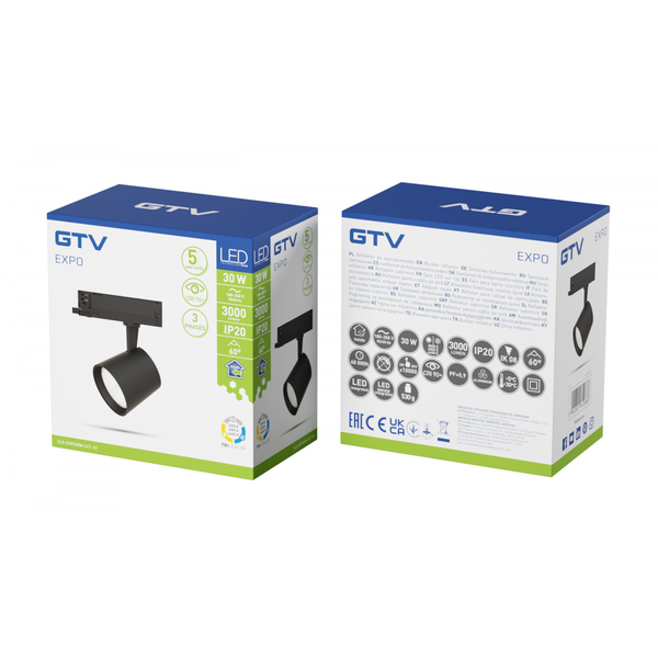 EXPO Track Spotlight, LED, 30W, 3000lm, CCT, AC180-250V, 60°, CRI90+, black image 1