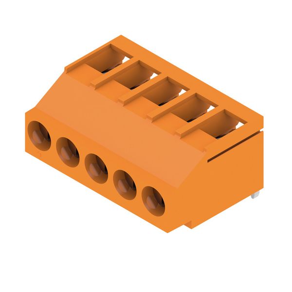 Printed circuit board terminals, 5.00 mm, Number of poles: 5, 180°, Solder pin length (l): 3.2 mm, tinned, orange, Clamping yoke connection, Clamping range, max. : 6 mm², Box image 4