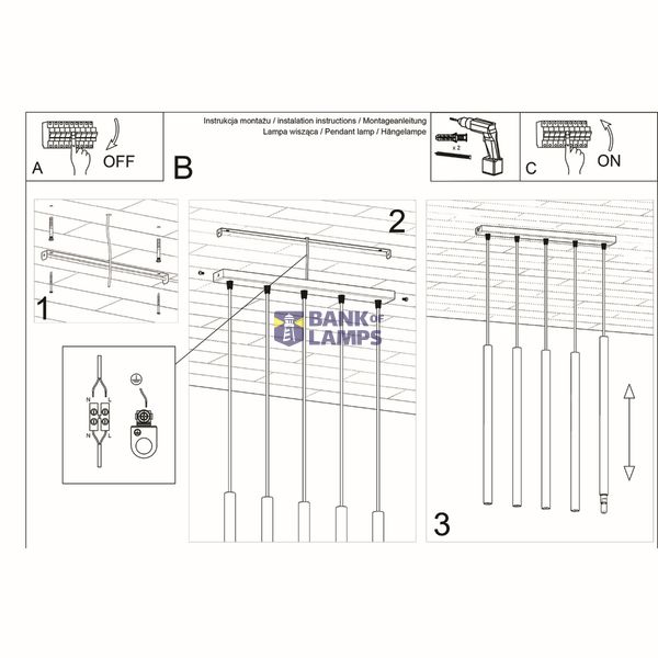HANGING LAMP PASTELO 5 BLACK G9 5X40W IP20 image 7