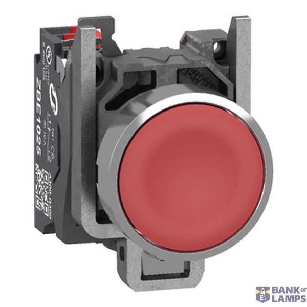 Metal PB red flush 1 NC Push-in image 1