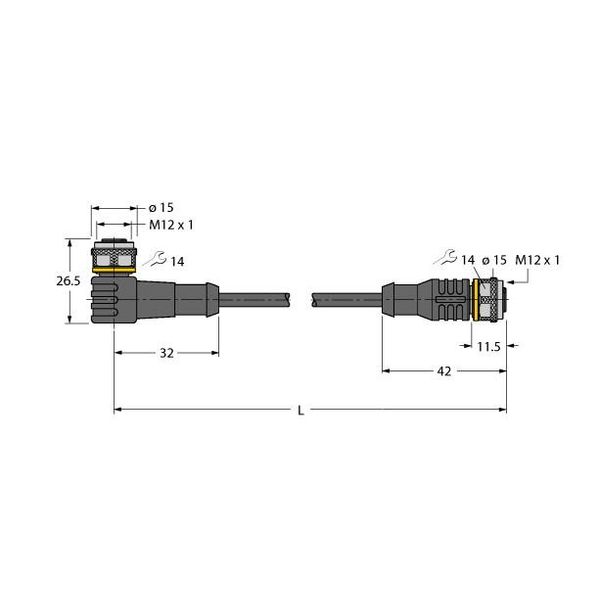 Actuator and Sensor Cable, PVC Extension Cable   WKC4T-P7X2-20-RSC4T/TEL image 2