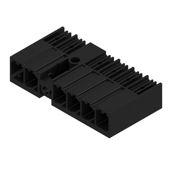 PCB plug-in connector, male header, closed side, Middle flange, THT solder connection, 7.62 mm, Number of poles: 6, 90°, Solder pin length (l): 3.5 mm, tinned, black, Box image 4