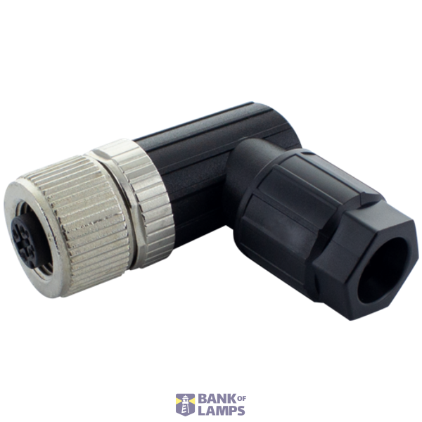 M12 female 90° A-cod. Push-Lock 4-pol., 0.14 - 0.75mm², 4 - 8mm image 1