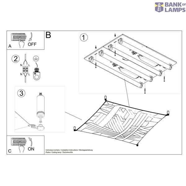CEILING LAMP LUNA 2 WHITE G13 4X9W IP20 image 7