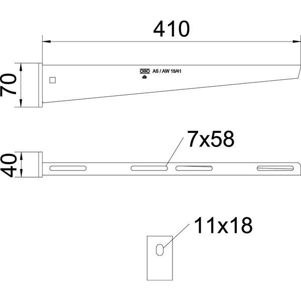 AW 15 41 A4 Wall and support bracket with welded head plate B410mm image 2