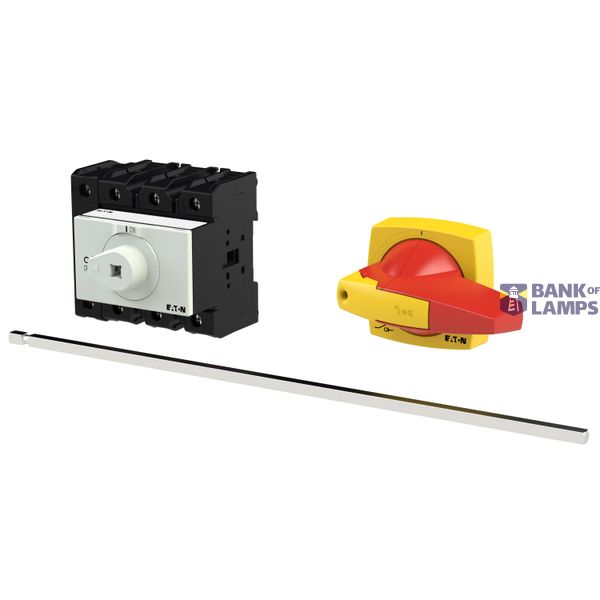 P3 Main switch, 80 A,Rear mounting, 4 pole, Form M4/K2-R, Red, Short t image 1