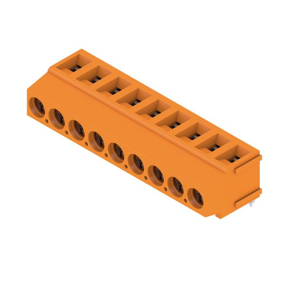 Printed circuit board terminals, 5.08 mm, Number of poles: 9, 180°, Solder pin length (l): 3.5 mm, tinned, orange, Clamping yoke connection, Clamping range, max. : 2.5 mm², Box image 6