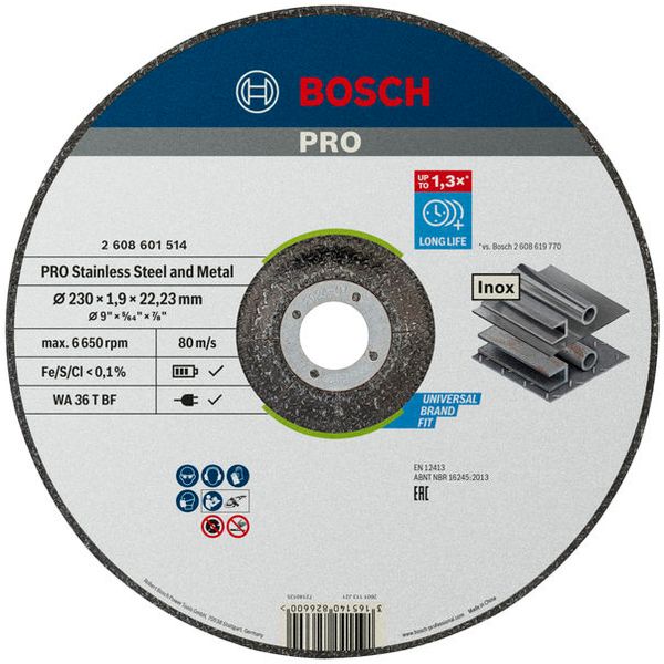 Standard for Inox cutting disc with depressed centre WA 36 R BF, 230 mm, 22,23 mm, 1,9 mm image 2