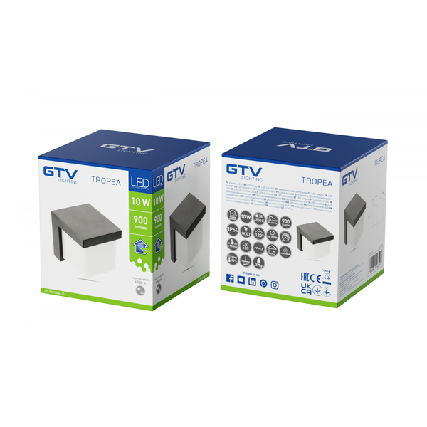 LED facade luminaire TROPEA, 10 W, 900 lm, IP54, 4000K, black image 2