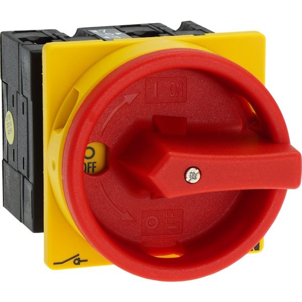 T3-2-8324/EA/SVB Main switch, T3, 32 A, flush mounting, 2 contact unit(s), 4 pole, Emergency switching off function, With red rotary handle and yellow locking ring image 7