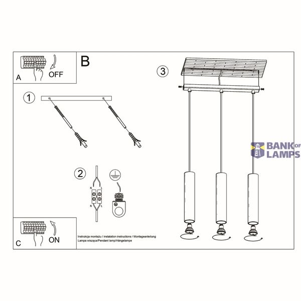 HANGING LAMP LAGOS 3L WHITE GU10 3X40W IP20 image 6