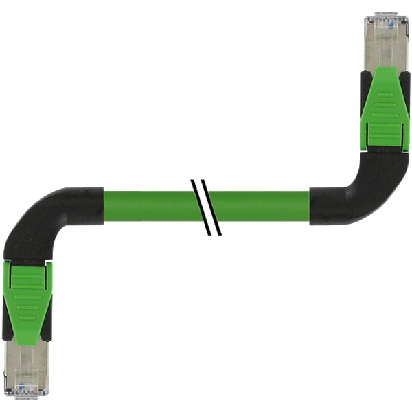 RJ45 male 90° left / RJ45 male 90° left shielded PUR 1x4xAWG22 gn4.0m image 1