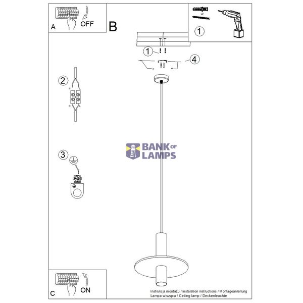 Pendant lamp PELTA 1 black/yellow image 6