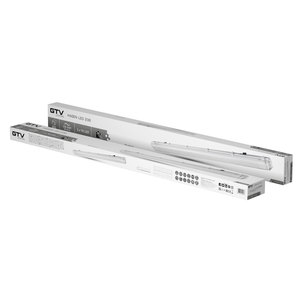 Hermetic luminaire HAGEN, for T8 LED single-sided power supply, G13, IP65, AC220-240V, 2x120cm, PC image 3