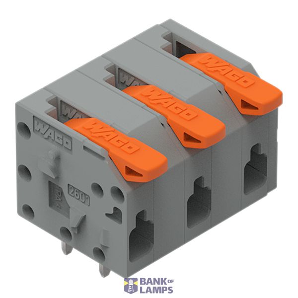 2601-1303 PCB terminal block; lever; 1.5 mm²; Pin spacing 7.5 mm; 3-pole; Push-in CAGE CLAMP®; 1,50 mm²; gray image 1
