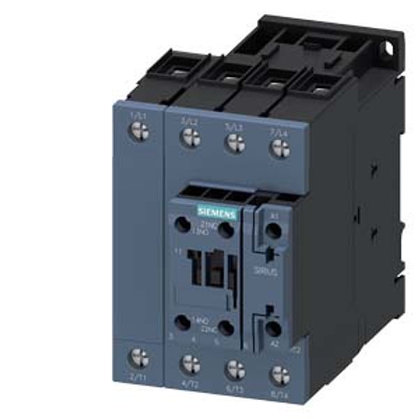 contactor AC-1, 60 A, 400 V / 40 °C, 4-pole, 230 V AC, 50 Hz, auxiliary contacts: 1 NO + 1 NC, screw terminal, size: S2, upright mounting position image 1